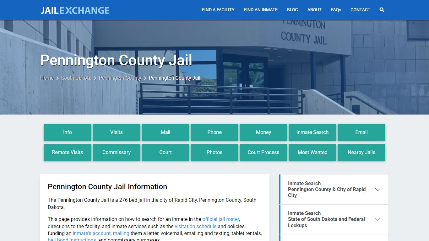 Pennington County Jail, SD Inmate Search, Information